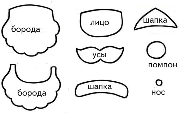 выкройка поделки из фетра: Дед Мороз